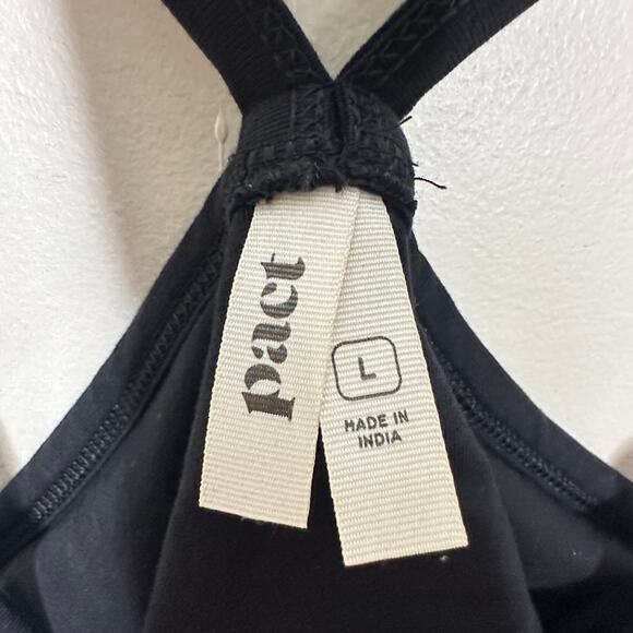 PACT Organic Cotton Fit & Flare Midi Dress Black Sz L $98 {TT43} - Picture 5 of 6